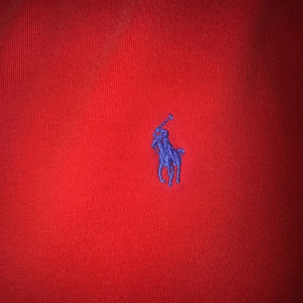 Men’s Polo Ralph Lauren Red Polo Size Large Blue Pony (A31)